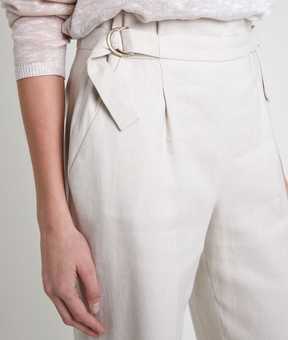 Filipo ecru linen blend wide-legged trousers ecru.