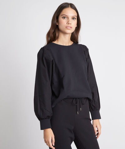 Mila dual-material black sweatshirt PhotoZ | 1-2-3