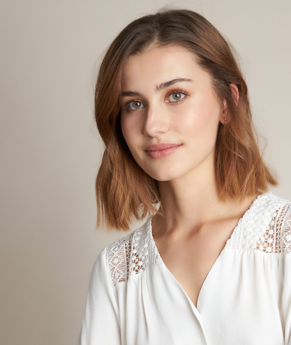 Eddie ecru-coloured lace blouse | 1-2-3 Eddie ecru-coloured lace blouse PhotoZ | 1-2-3