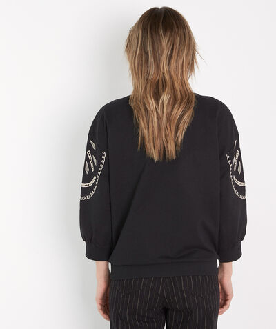 Fara black embroidered cotton sweatshirt  PhotoZ | 1-2-3