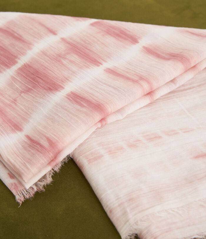 Tal large powder cotton scarf with tie-dye print