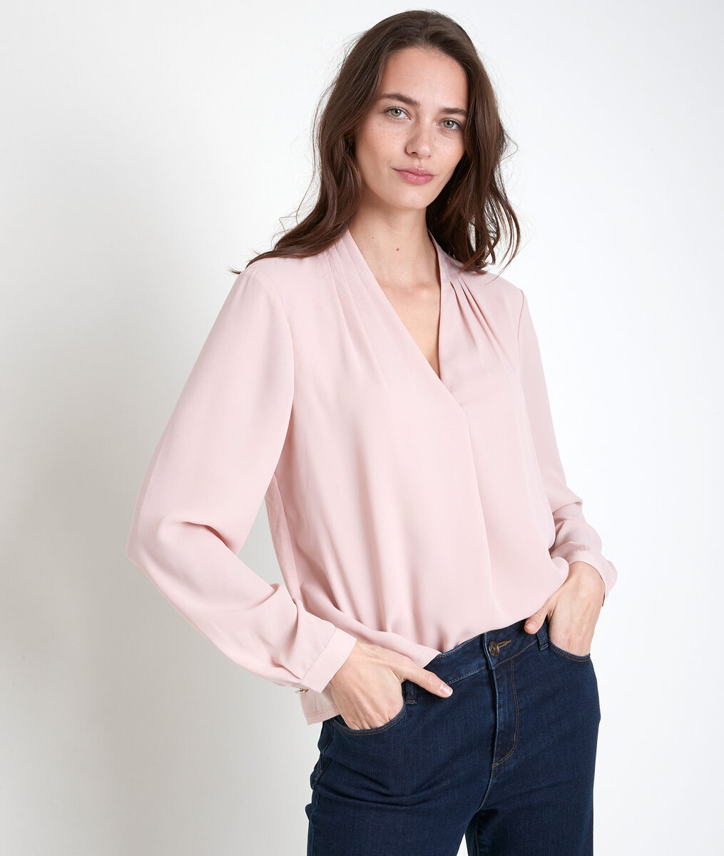 Davina pink two-fabric blouse | 1-2-3 Davina pink two-fabric blouse PhotoZ | 1-2-3