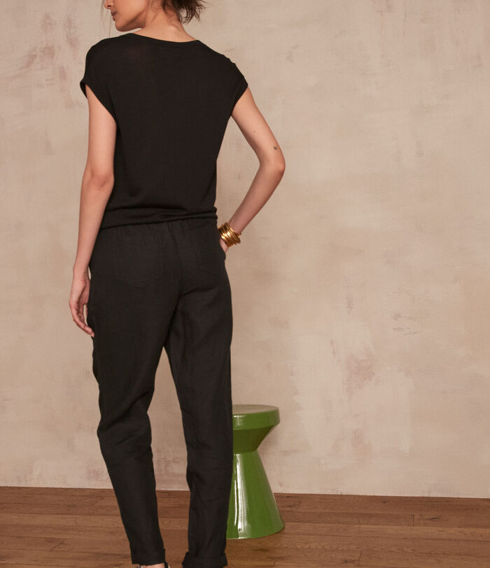 Noor black certified linen trousers  PhotoZ | 1-2-3