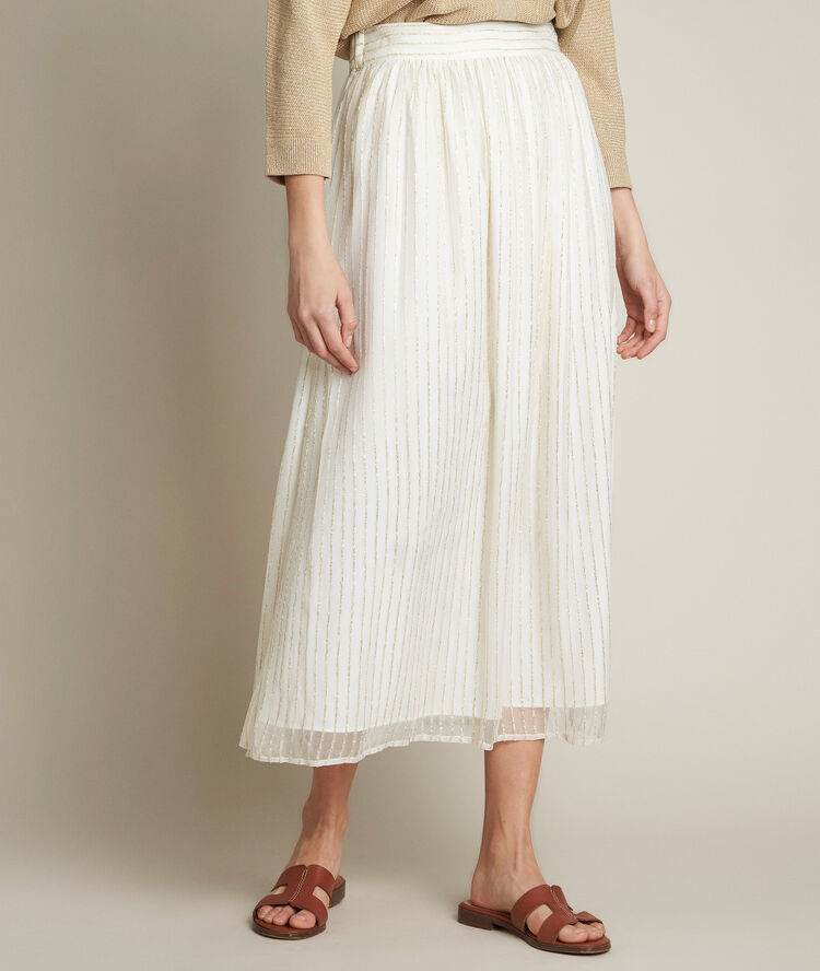 Bloom long lurex skirt ecru.