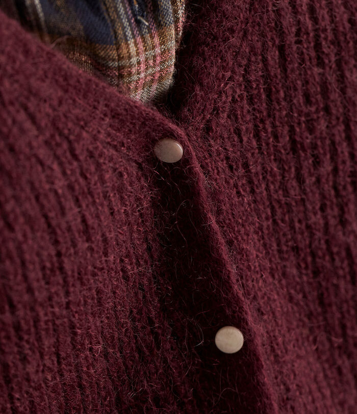 Paddy burgundy polyamide, wool and mohair cardigan PhotoZ | 1-2-3