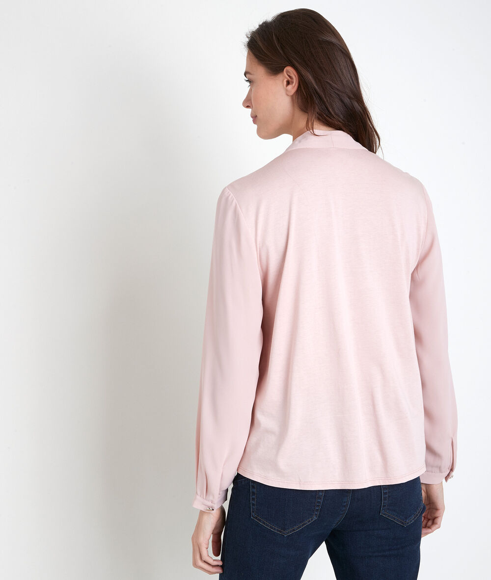 Davina pink two-fabric blouse bois de rose.