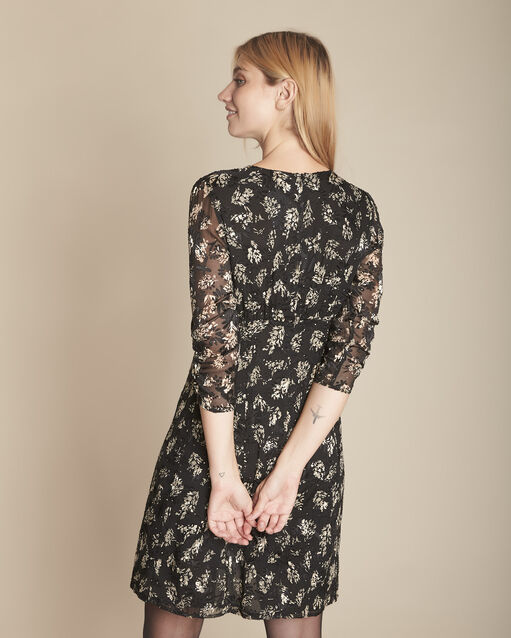 Rebeca black jacquard dress with ladder stitch detail (2) - Maison 123