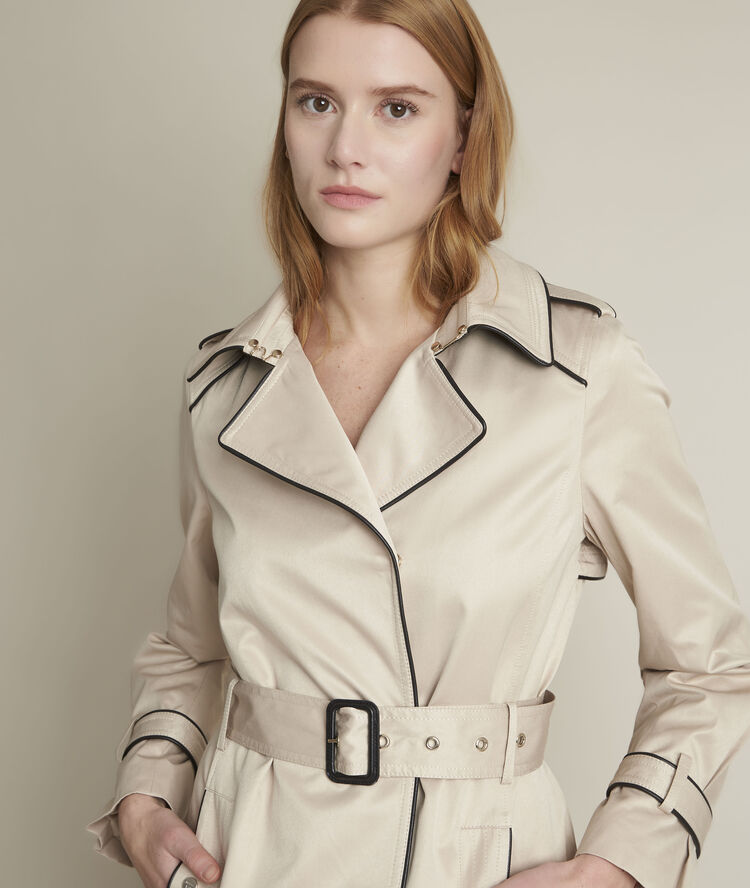 Frida braided beige trench coat greige.