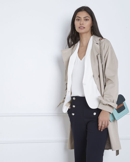 Sabrina white shawl-neck jacket off white.