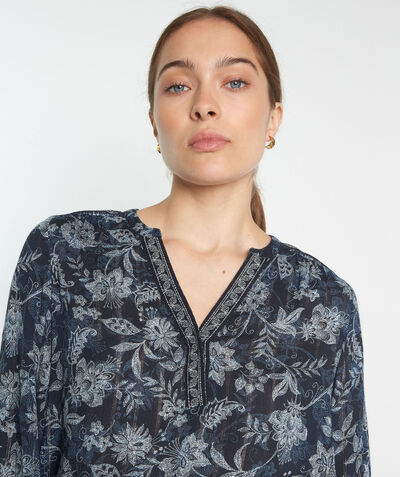 LEXIE navy printed flowing blouse PhotoZ | 1-2-3