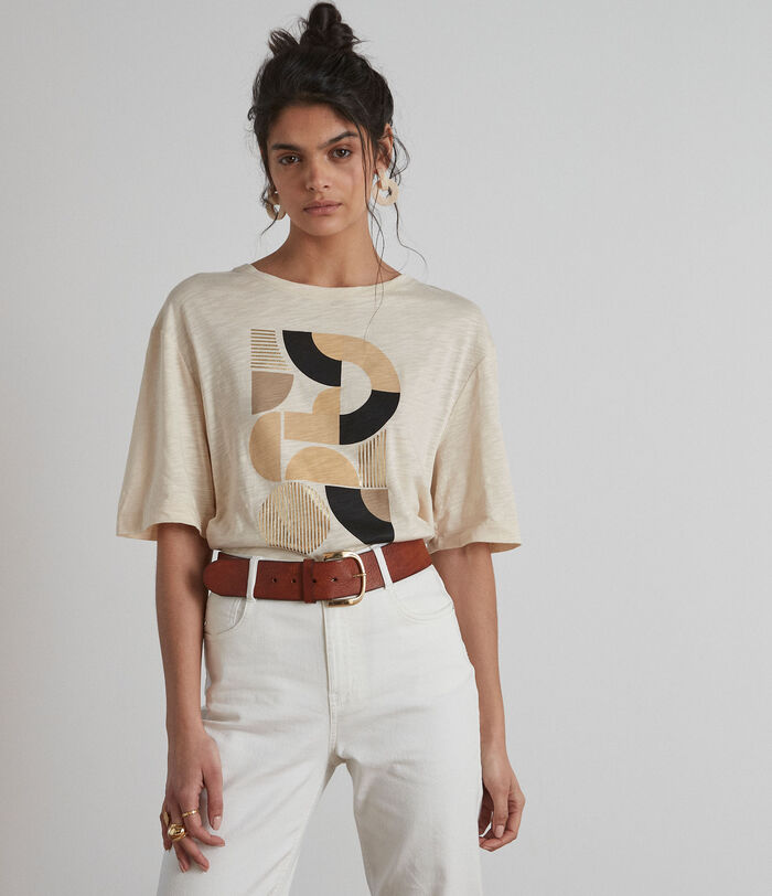 Carla beige organic cotton oversize T-shirt PhotoZ | 1-2-3