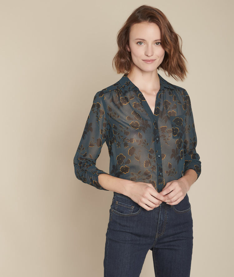 Magali transparent printed blouse forest green.
