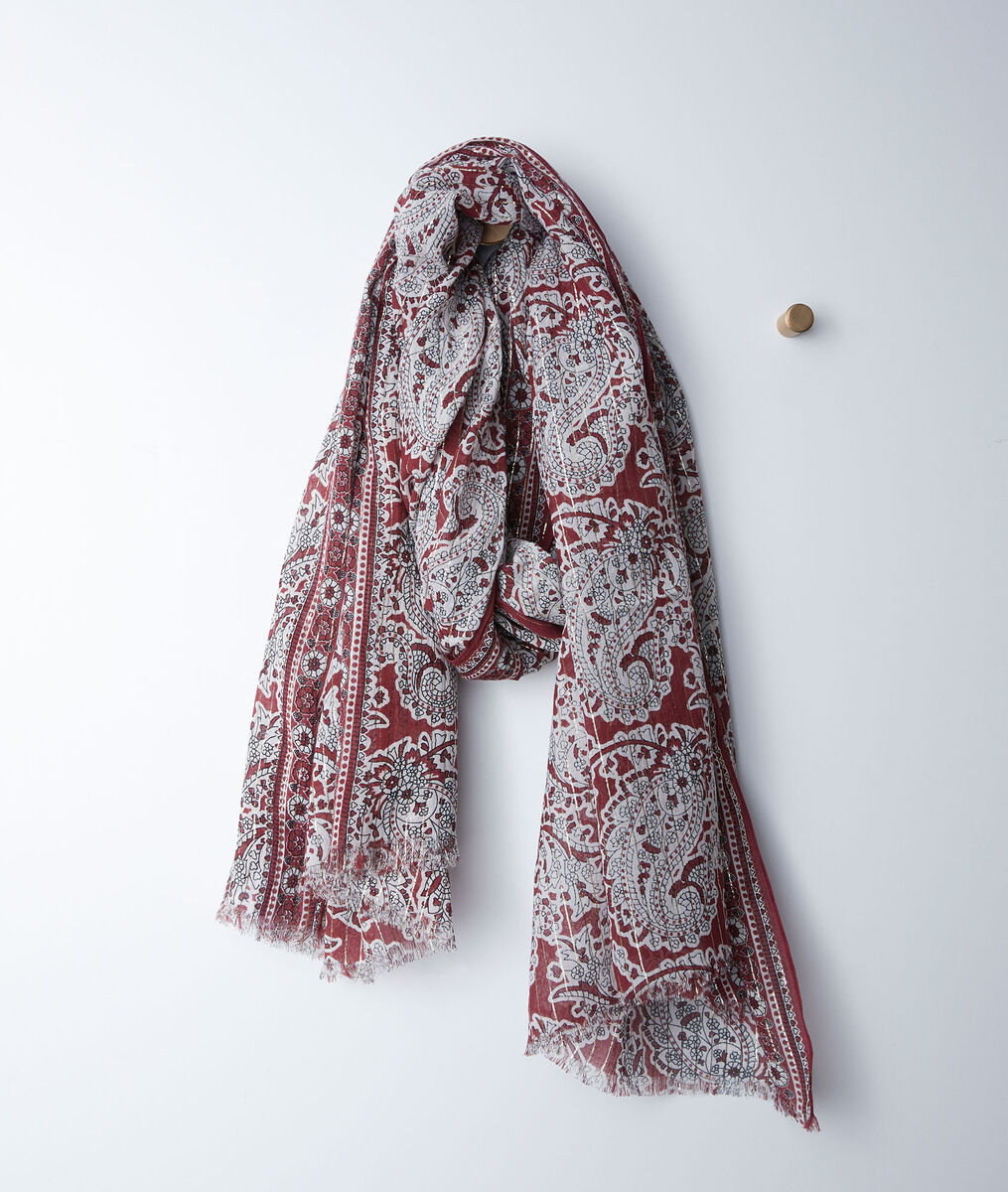 Bianca red cashmere printed scarf | 1-2-3 Bianca red cashmere printed scarf PhotoZ | 1-2-3