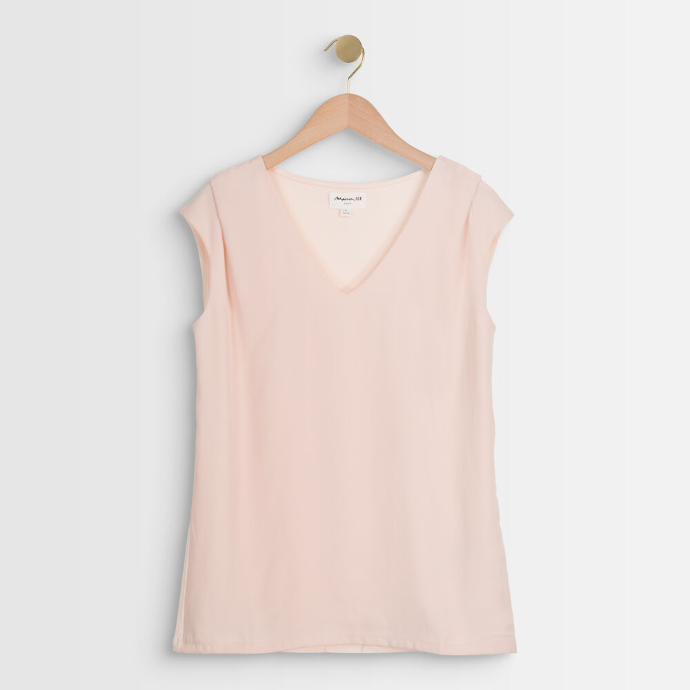 Neptune nude dual-fabric blouse nude.