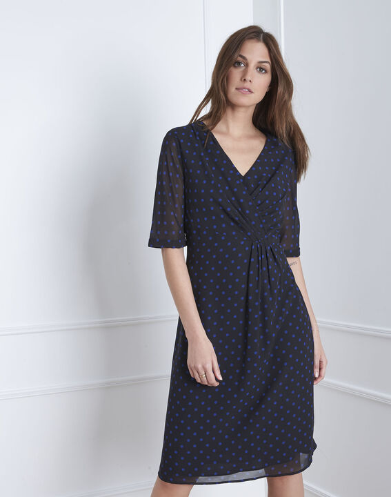 "Lovely" dotted navy wrap dress | 1-2-3 "Lovely" dotted navy wrap dress PhotoZ | 1-2-3