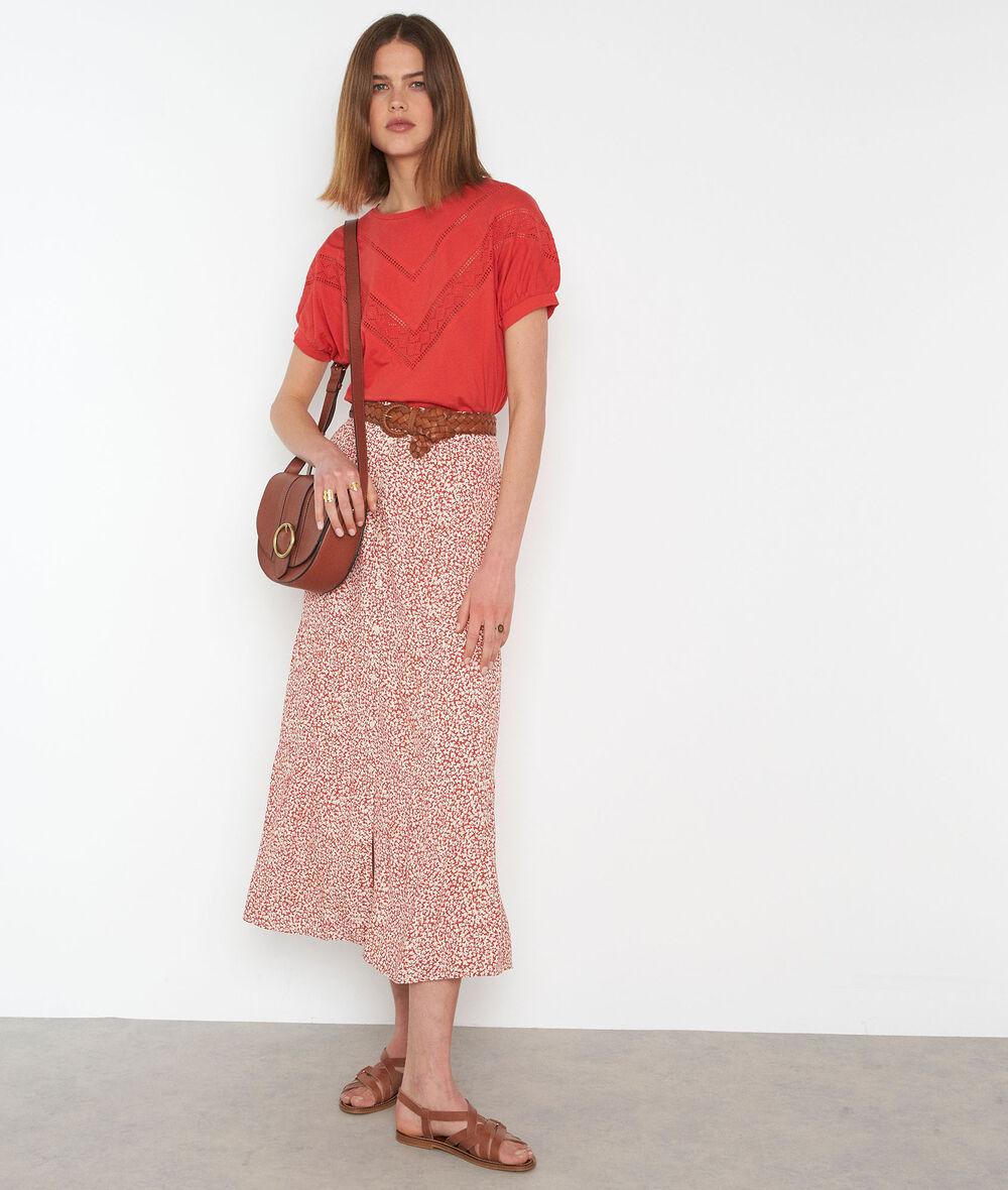 Daria red printed maxi skirt PhotoZ | 1-2-3