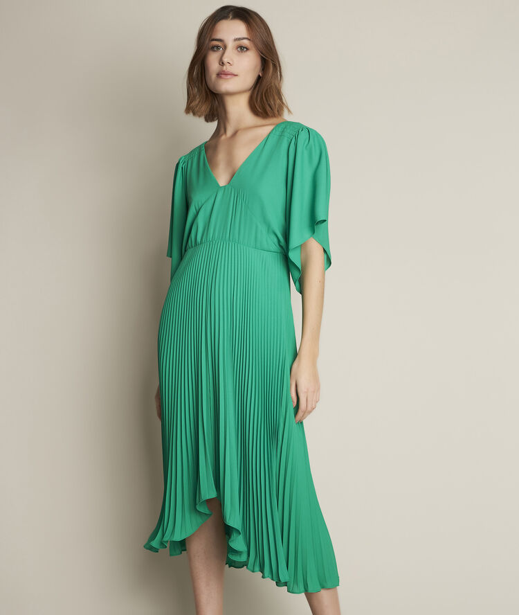 Hedwige green pleated dress meadow.