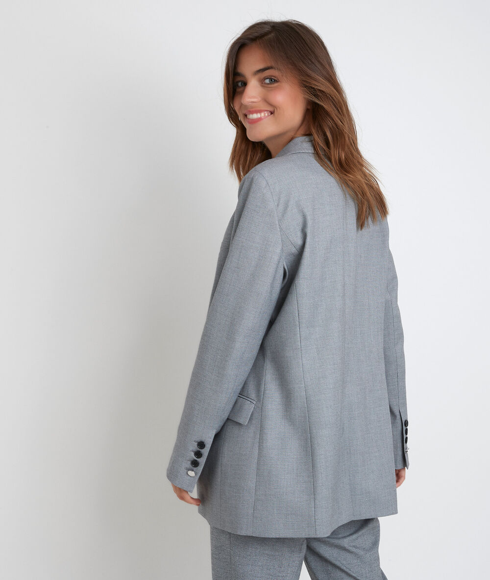 Taly crossover end-on-end weave tailored jacket gris pale.