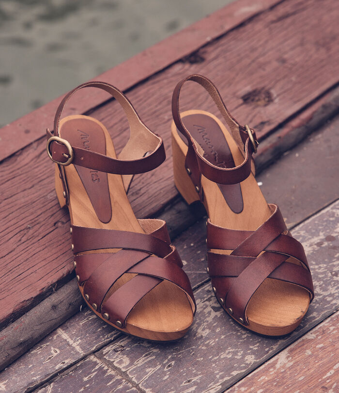 Sandales à talons en bois et cuir marrons Valeria PhotoZ | 1-2-3