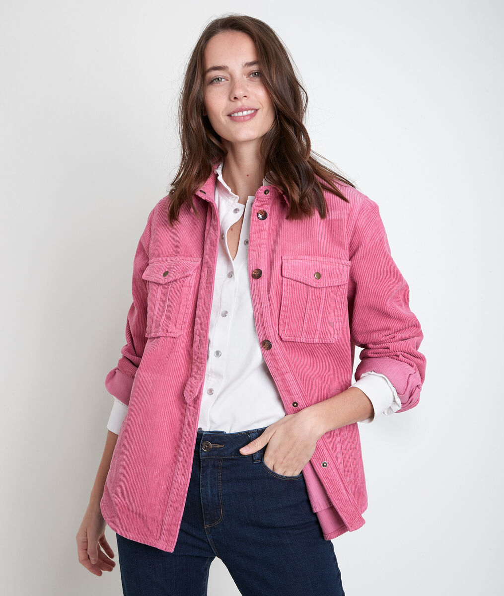 Perle pink corduroy over-shirt | 1-2-3 Perle pink corduroy over-shirt PhotoZ | 1-2-3