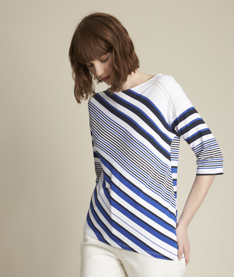 Royan asymmetrical striped t-shirt white.