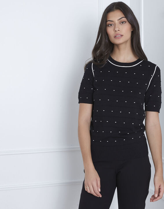 Arles black relief knit pullover | 1-2-3 Arles black relief knit pullover PhotoZ | 1-2-3
