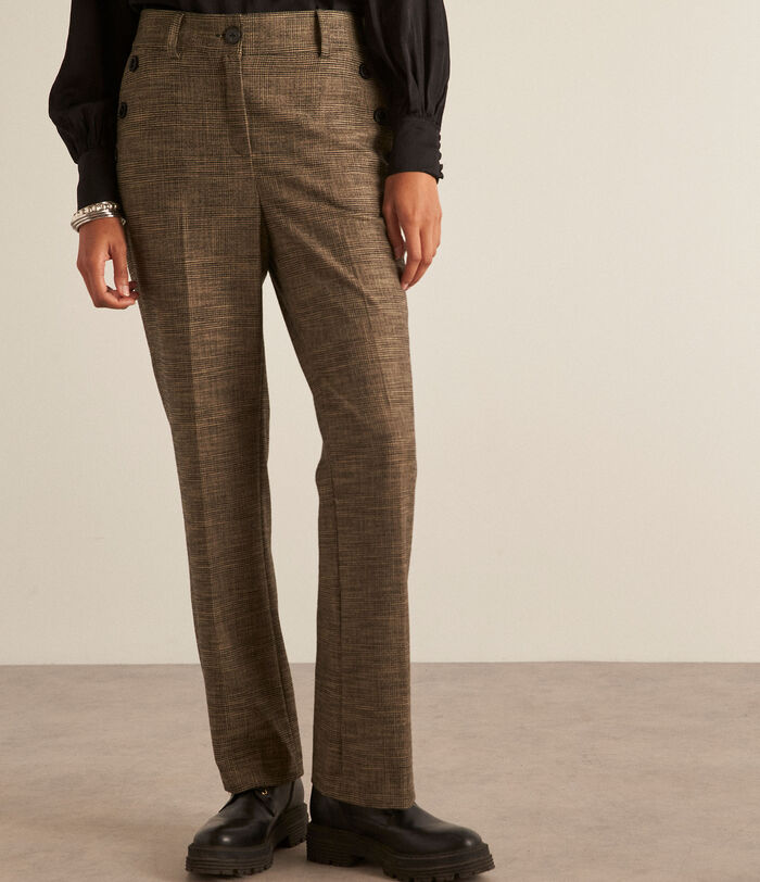 Ninon Prince of Wales check printed flared trousers 
