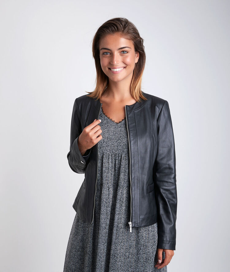 Livia leather jacket black.