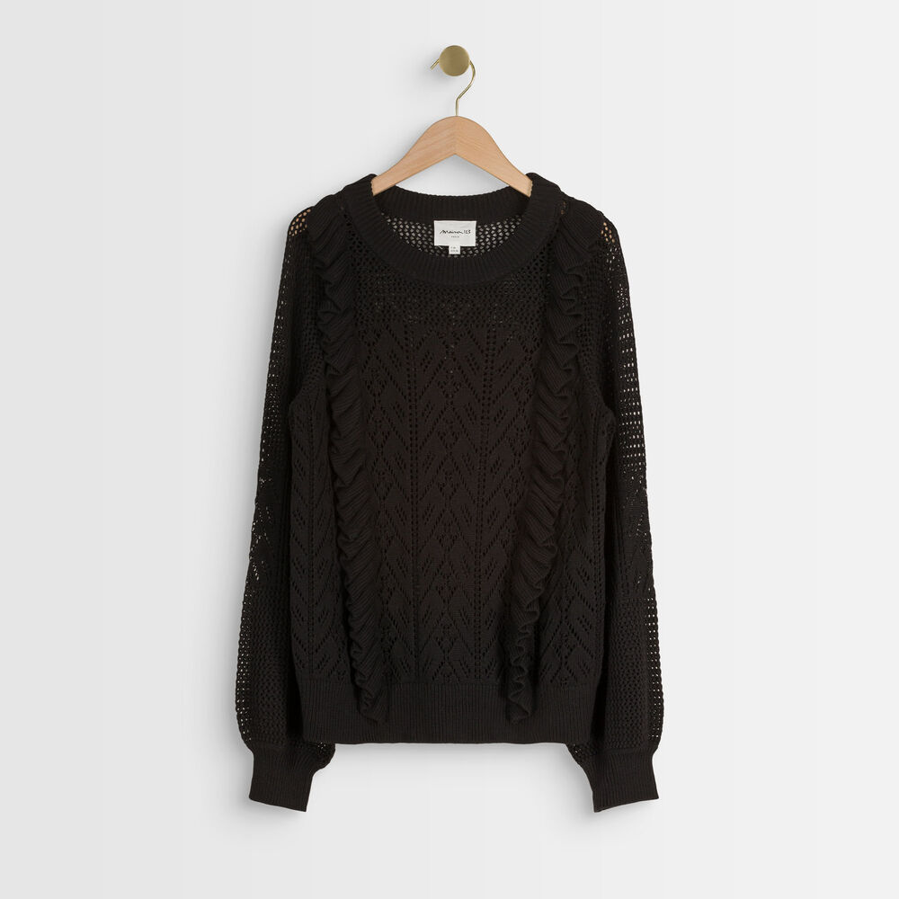 Aloha openwork ruffle jumper noir.