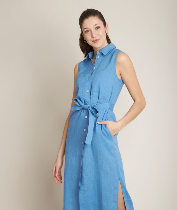 Cyrielle long belted linen dress | 1-2-3 Cyrielle long belted linen dress PhotoZ | 1-2-3