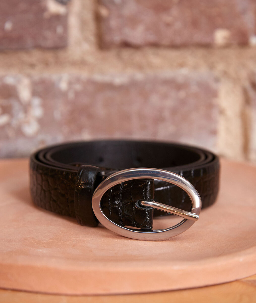 Erika black croc-effect leather belt | 1-2-3 Erika black croc-effect leather belt PhotoZ | 1-2-3