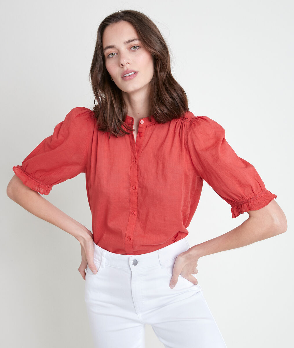 TAL guava-coloured cotton blouse | 1-2-3 TAL guava-coloured cotton blouse PhotoZ | 1-2-3