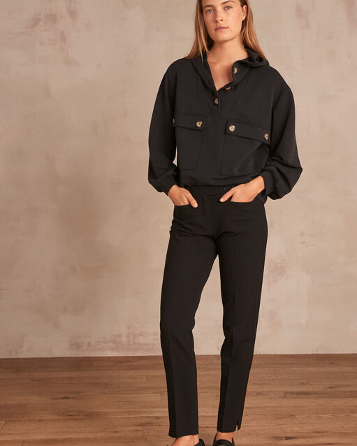 Valero black microfibre cigarette trousers (1) - Maison 123