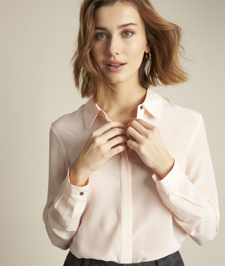 Maelle beige silk shirt nude.