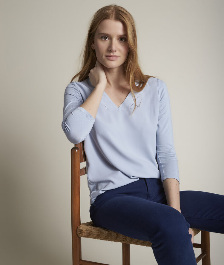 Eliott sky blue dual-fabric top sky blue.