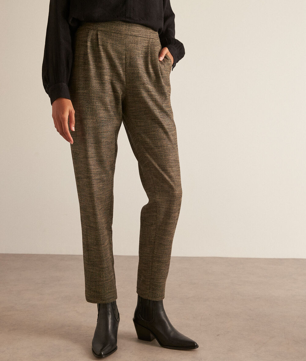 FLYNN beige Prince of Wales check carrot cut trousers PhotoZ | 1-2-3