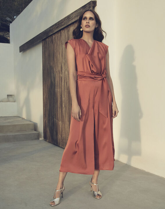 Holy fluid rust satin jumpsuit | 1-2-3 Holy fluid rust satin jumpsuit PhotoZ | 1-2-3