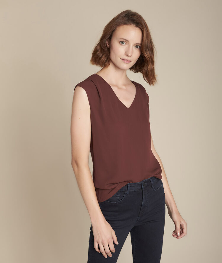 Neptune ebony v-neck blouse dark brown.