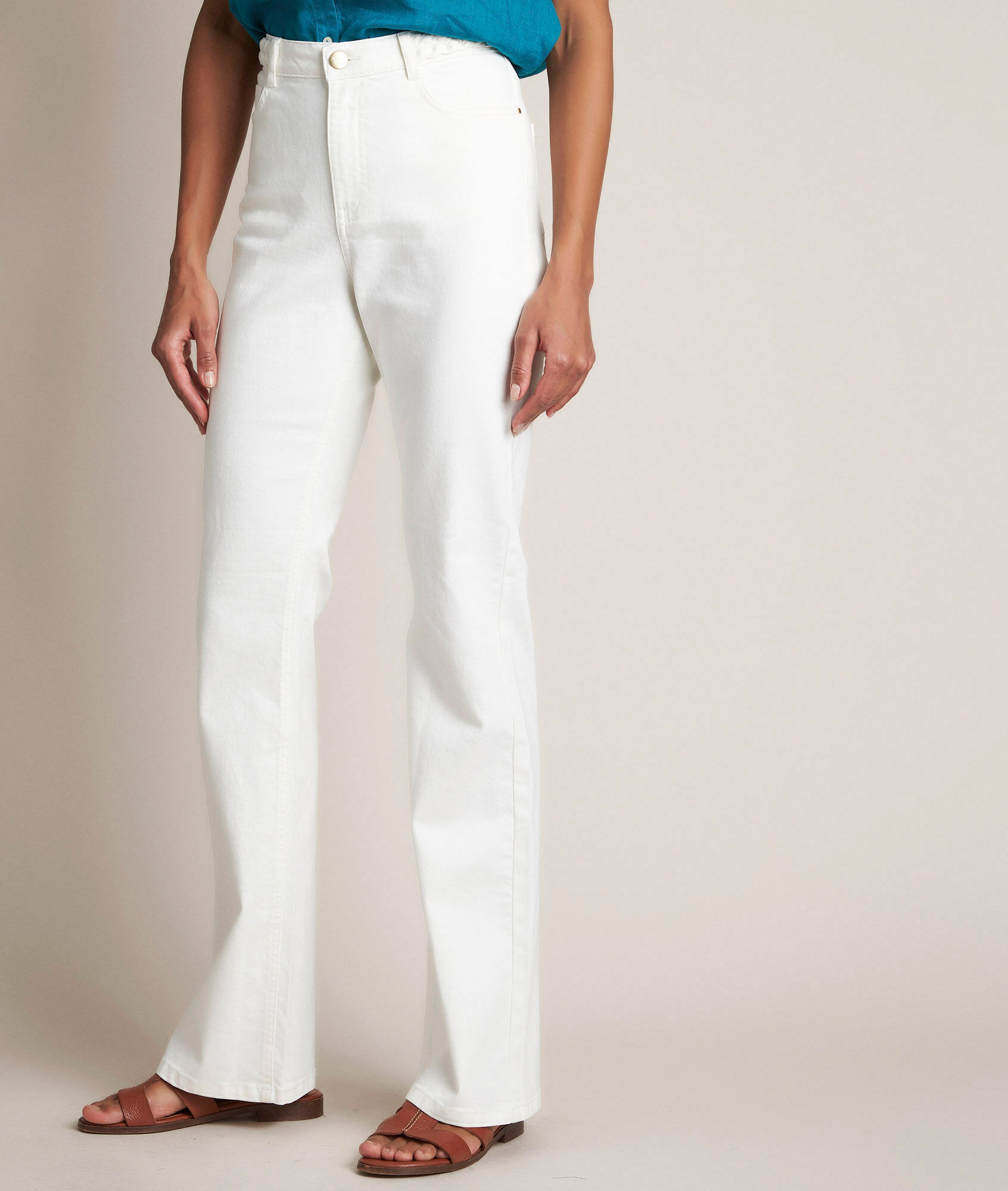 ecru flared jeans