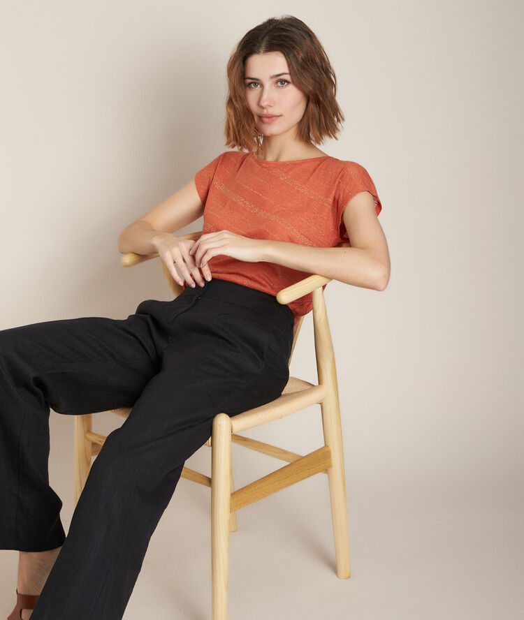 Rebus striped linen t-shirt tile.