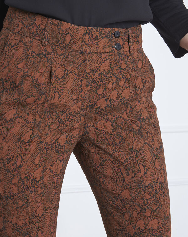 Gerende mahogany snakeskin print trousers terracotta.