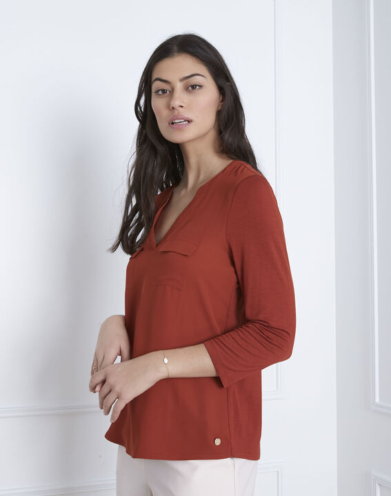 Genna mahogany bi-material blouse | 1-2-3 Genna mahogany bi-material blouse PhotoZ | 1-2-3