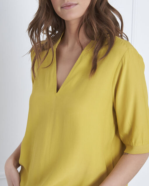 Virginie lime green v-neck flowing blouse aniseed.