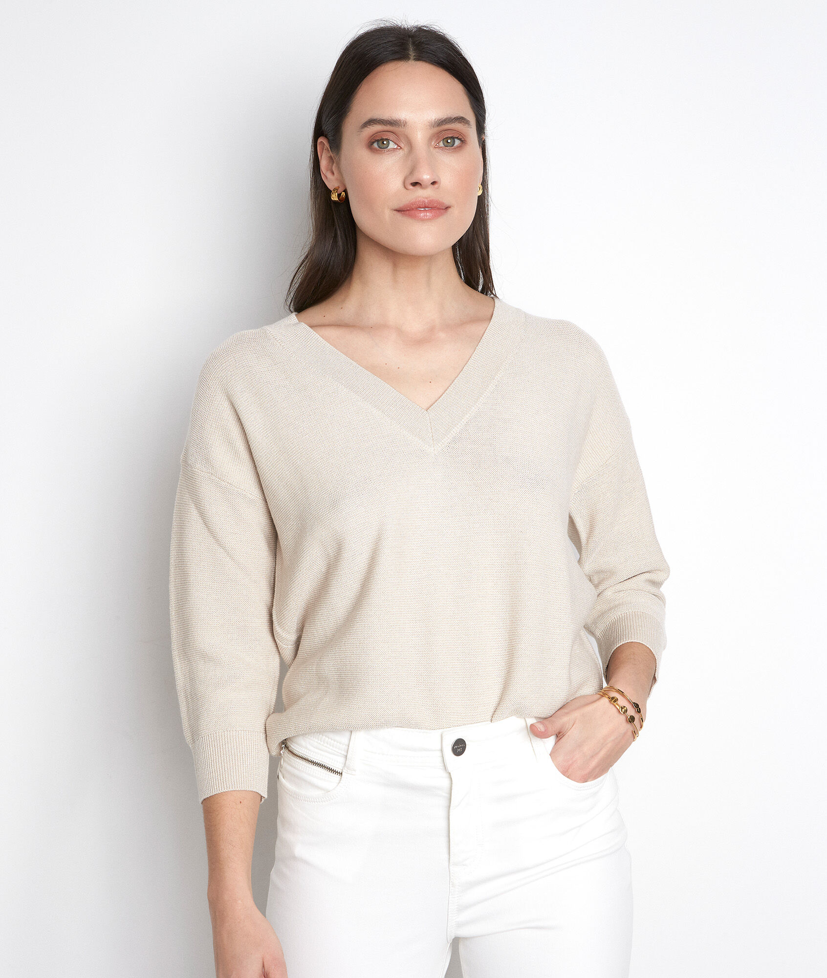 Parana fine cream V-neck jumper Women 
