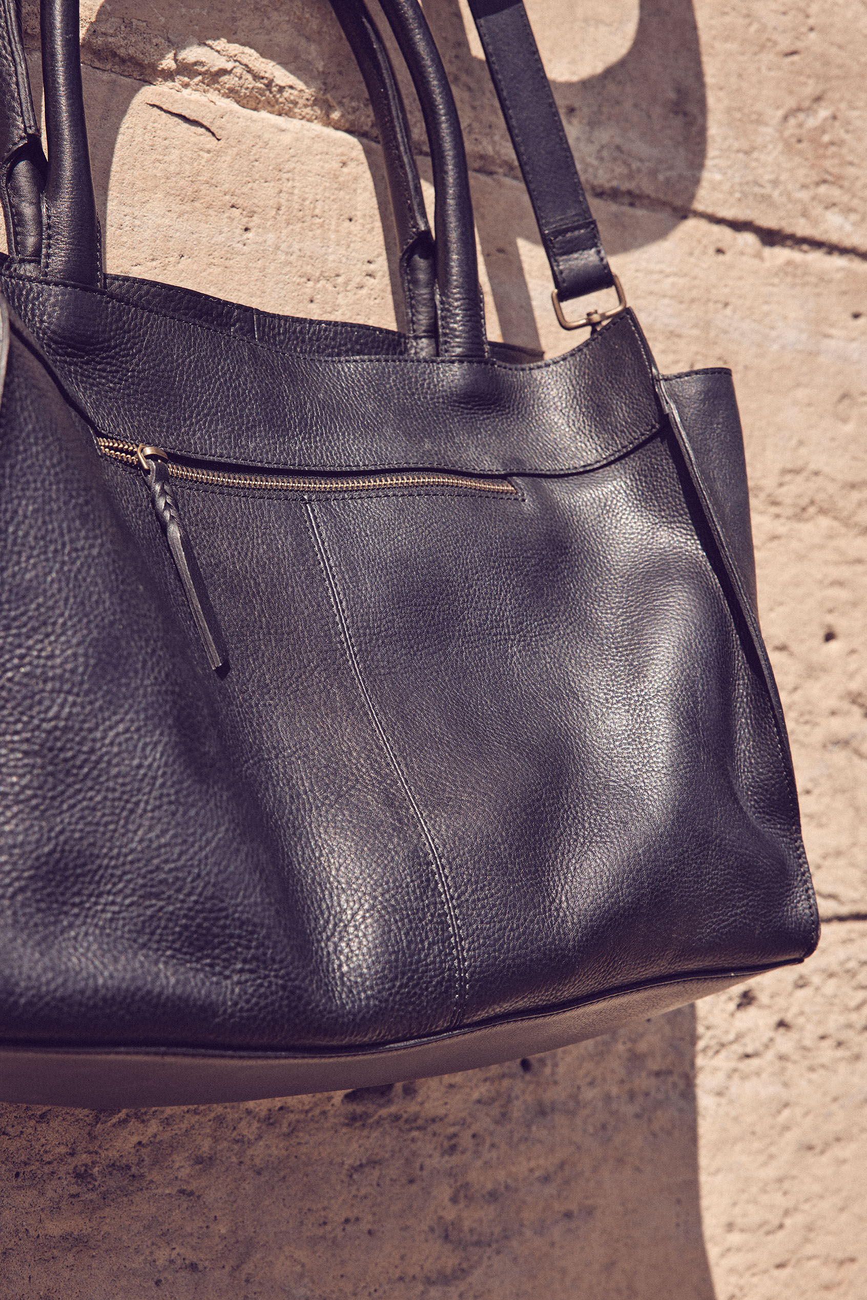 rectangular leather tote bag