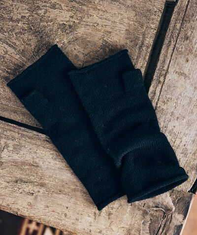 Scott black responsible-wool fingerless gloves PhotoZ | 1-2-3