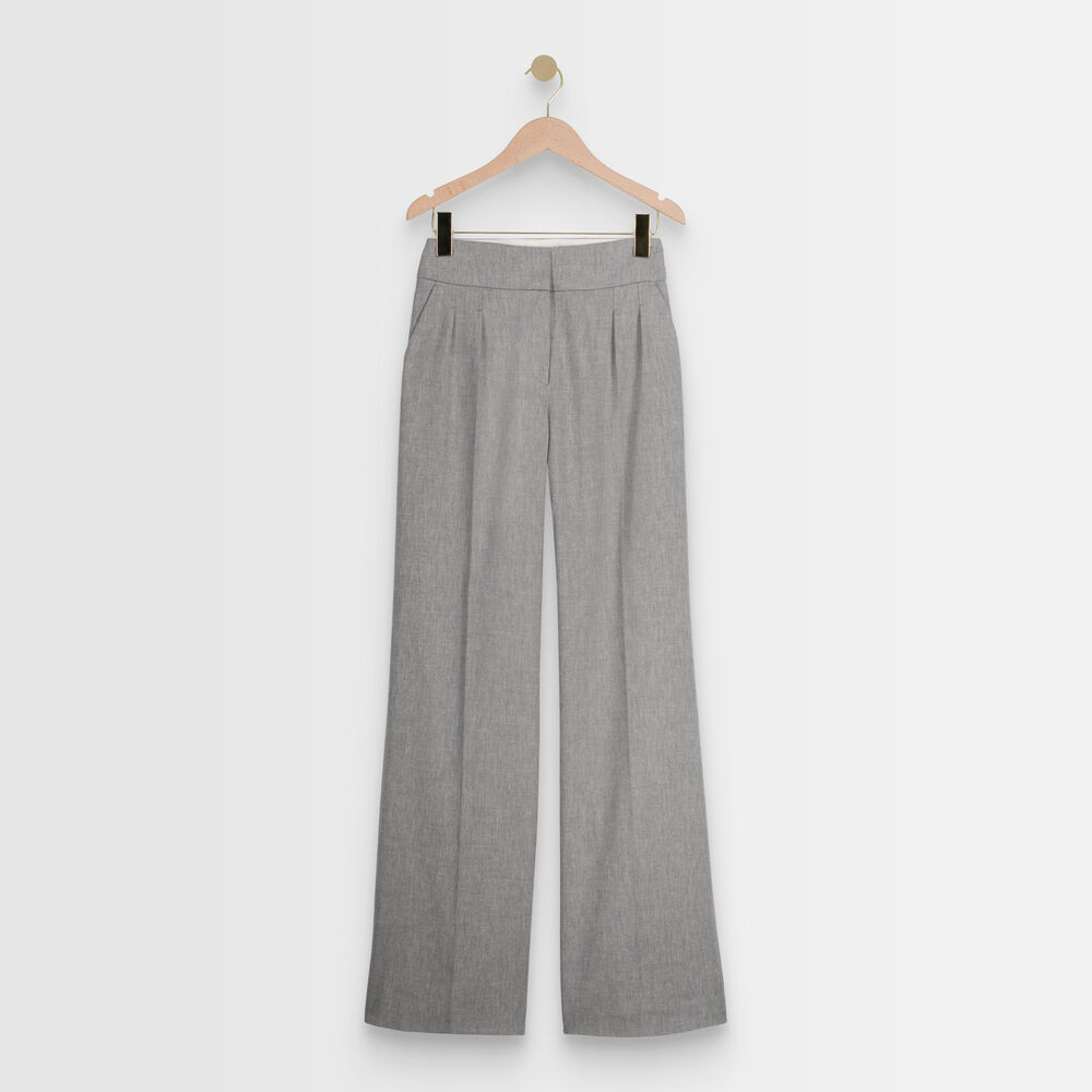 Galaxy heather grey wide-leg trousers gris chine.