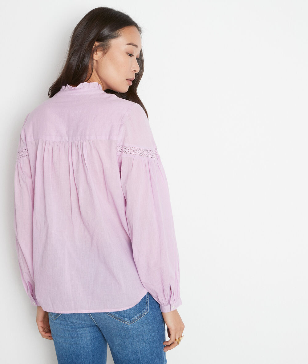 Lalita mauve cotton buttoned blouse PhotoZ | 1-2-3