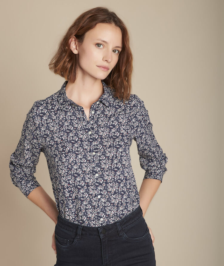 Ravel blue floral print blouse ink.