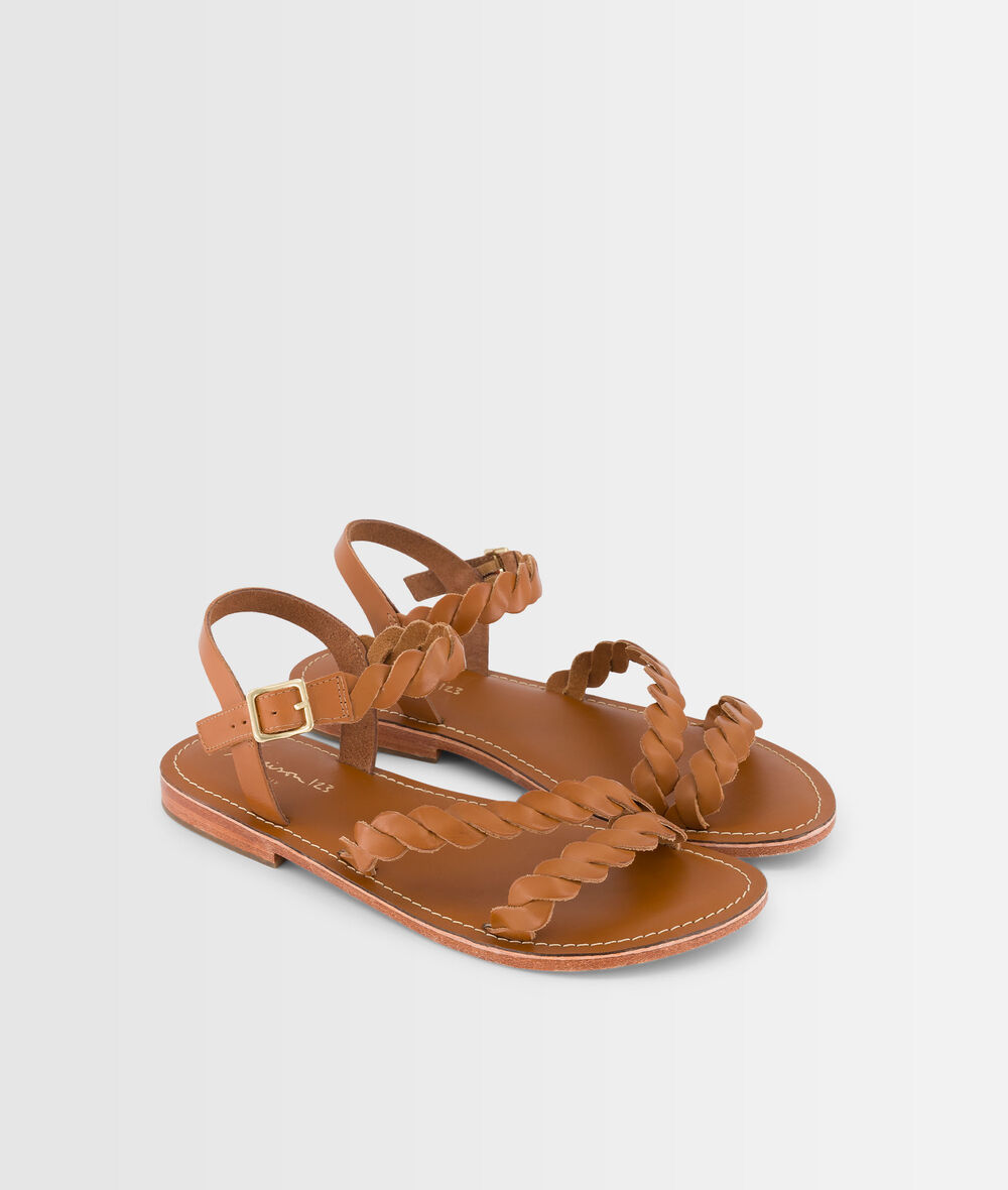 Camel leather flat sandals Gema PhotoZ | 1-2-3